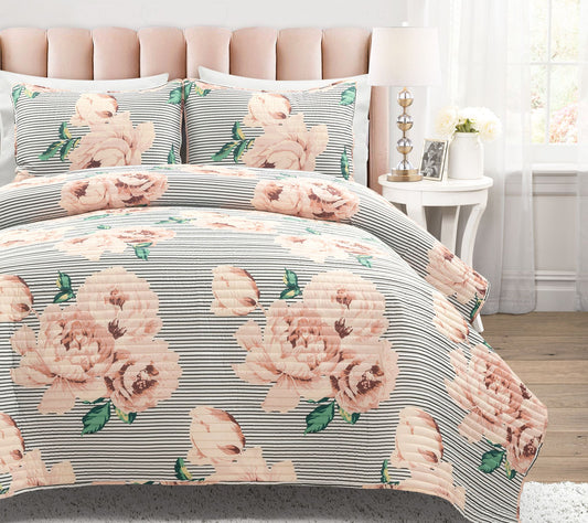 Lush Decor Mira Vintage Quilt 3Pc Set Full/Queen