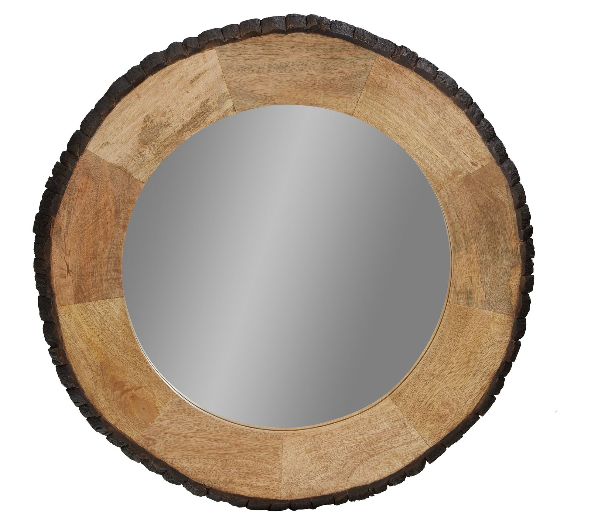 River of Goods 30.5" Dashley Round Wood and Glass Wall Mirror