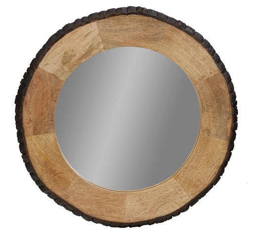 River of Goods 30.5" Dashley Round Wood and Glass Wall Mirror