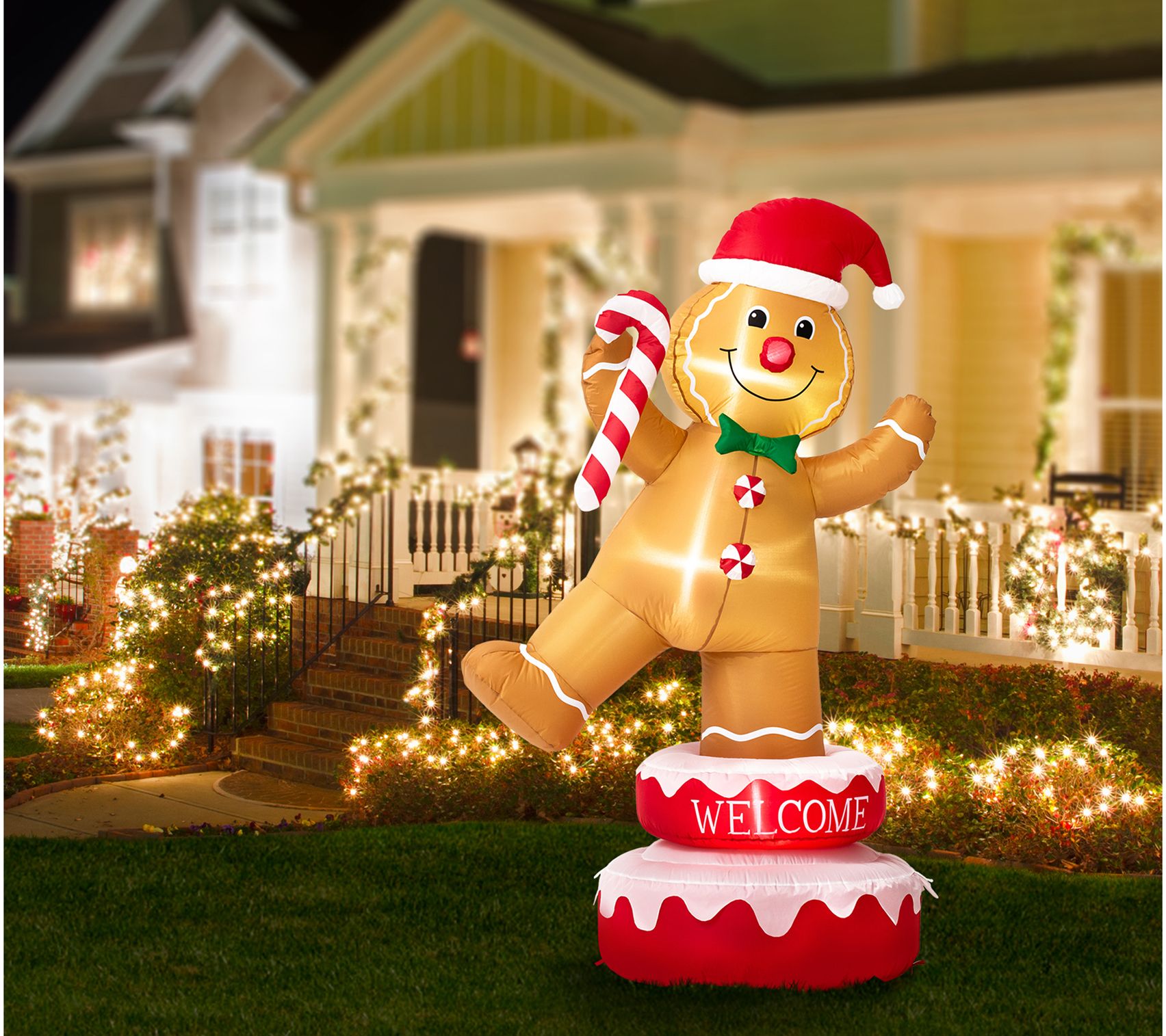 Glitzhome 6' LED Lighted Inflatable Rotating Gi ngerbread Man