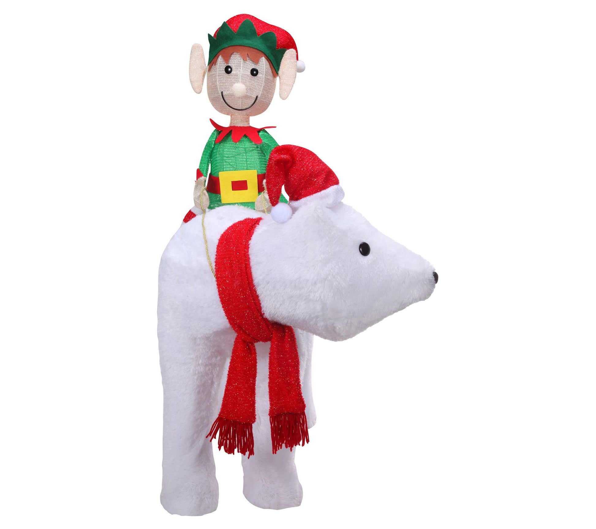 Haute Decor Elf Riding Polar Bear LED Outdoor Display