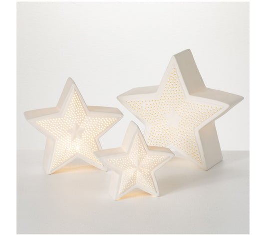The Whitehurst Company S/3 Ceramic Lighted Stars