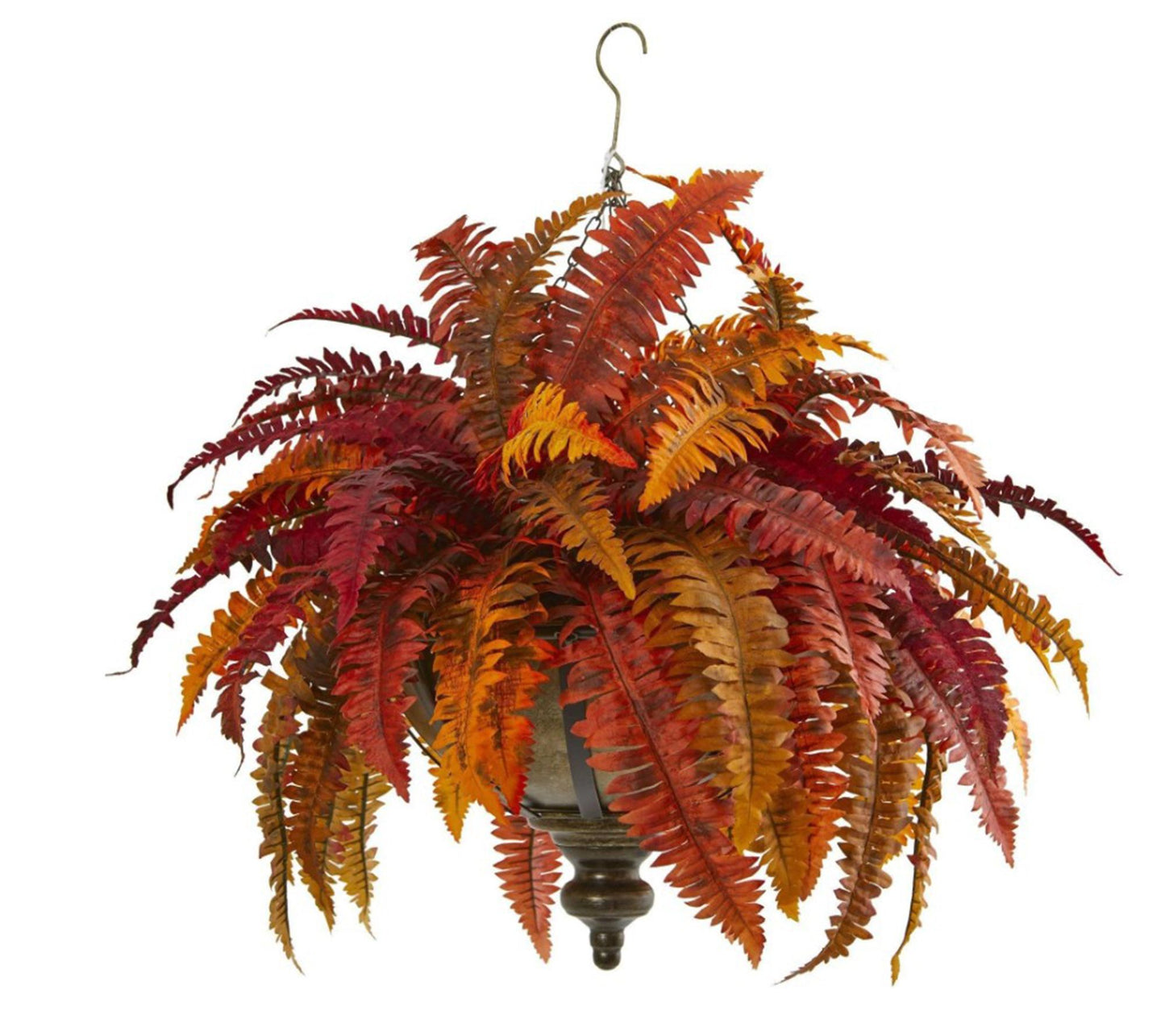 Nearly Natural 28" Autumn Boston Fern Plant inanging Bowl
