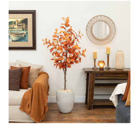 Nearly Natural 5-ft Autumn Oak Artificial FallTree