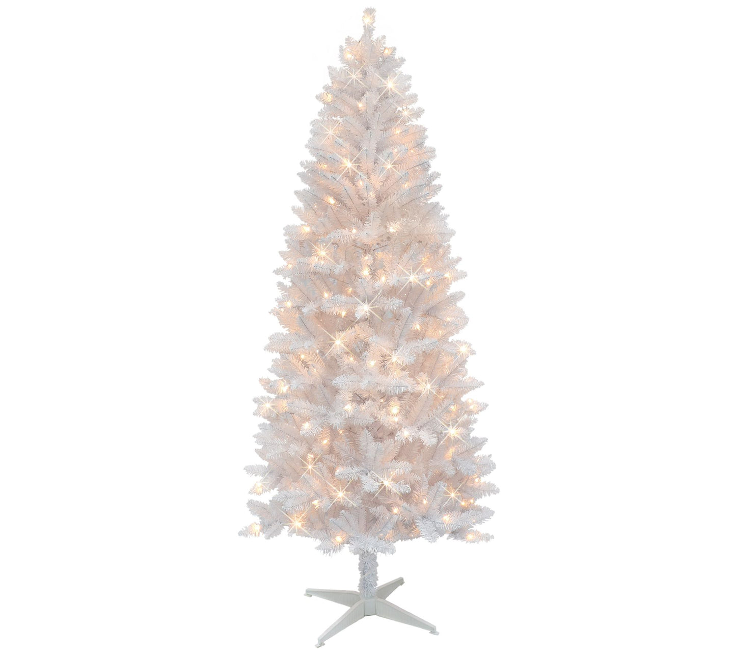 Puleo 7' Pre-Lit White Carson Artificial Pine Tree 200 Lights