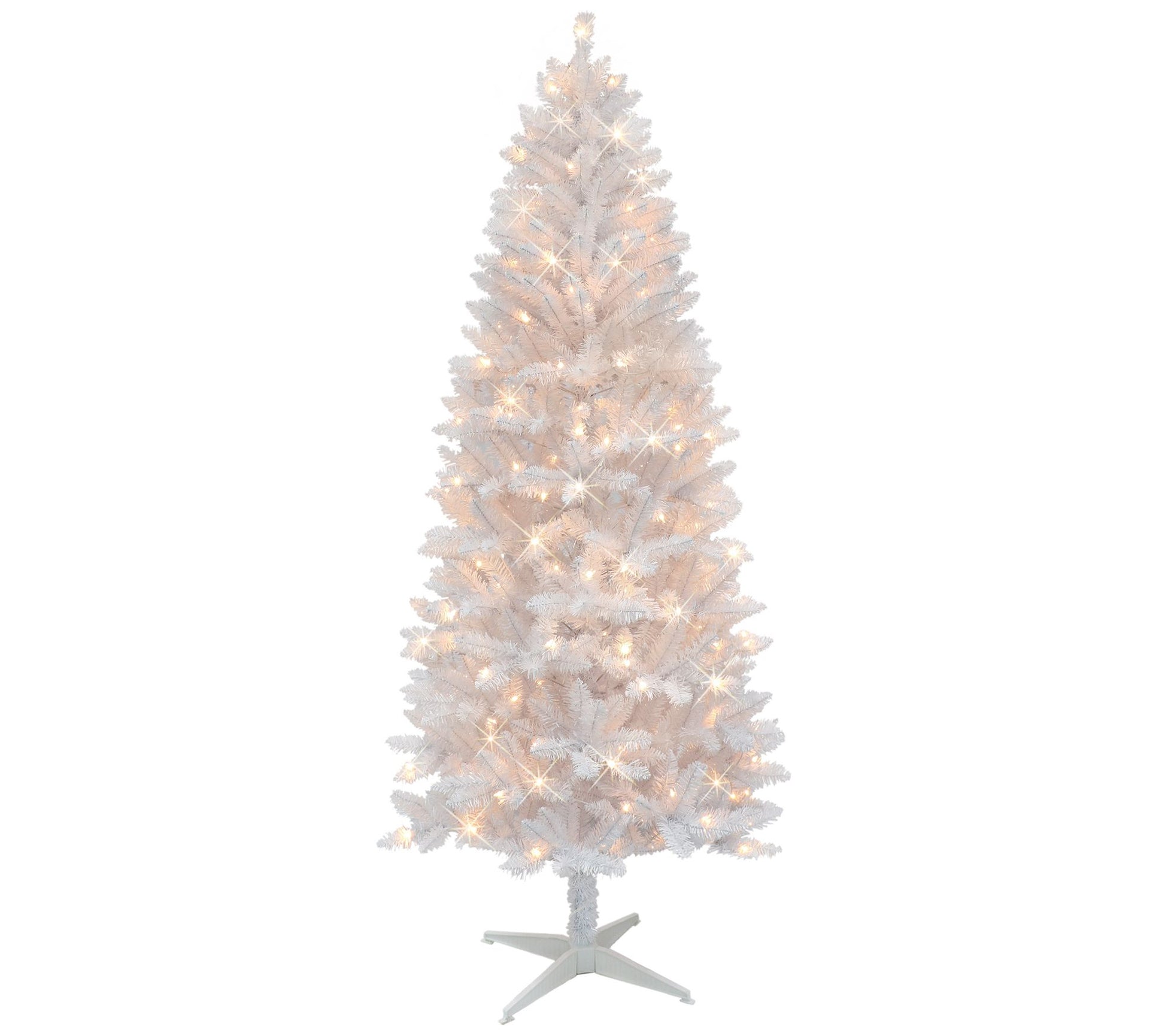 Puleo 7' Pre-Lit White Carson Artificial Pine Tree 200 Lights