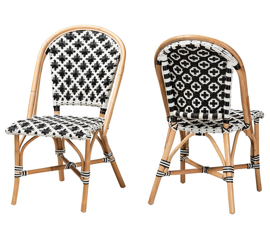Baxton Studio Ambre Natural Rattan Bistro Chair  Set of 2