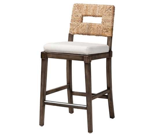 Baxton Studio Porsha Dark Brown Natural Rattan Counter Stool