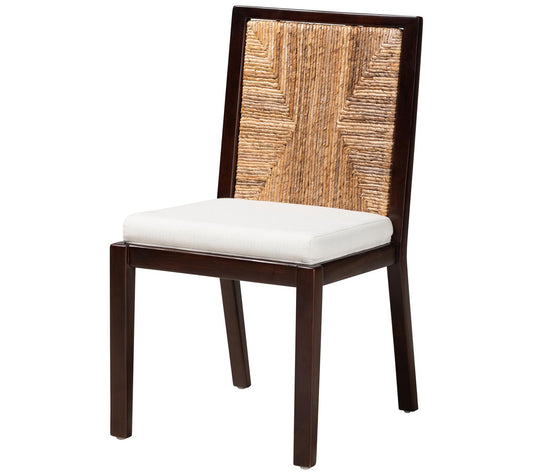Baxton Studio Joana Brown Wood and Seagrass Din ing Side Chair
