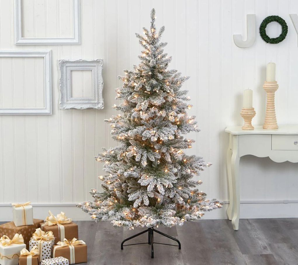 Nearly Natural 6' Flocked Spruce Faux ChristmasTree