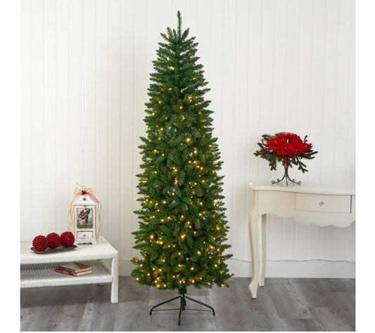 Nearly Natural 6.5' Slim Green Mountain Faux Chistmas Tree