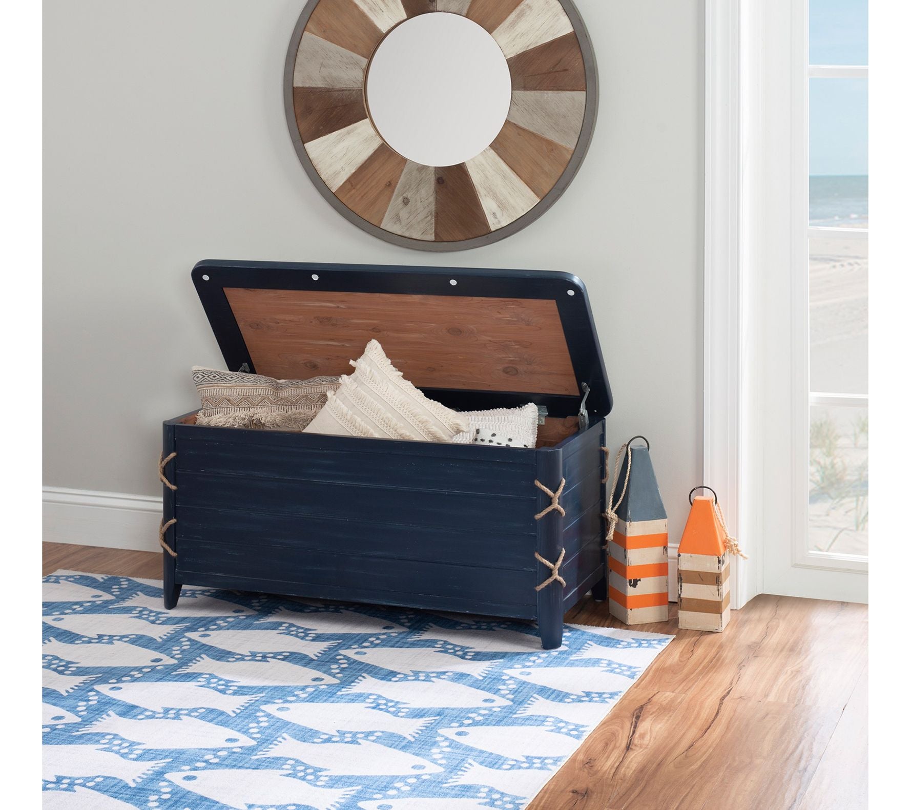 Linon Home Decor Watts  Rope Cedar Storage Ches t