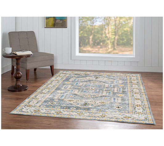 Linon Home Decor Washable Tanner Grey/Beige 5'x7' Area Rug