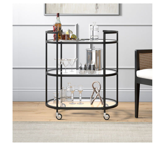 Hudson & Canal Leif 30" Wide Oval Bar Cart