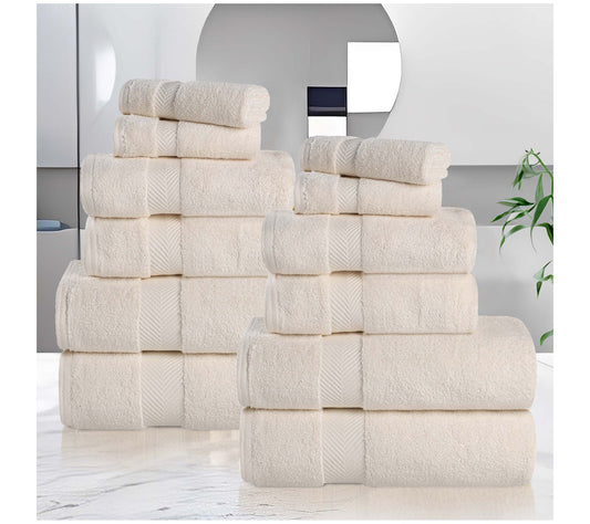 Superior Zero Twist Cotton Solid 12 Piece TowelSet