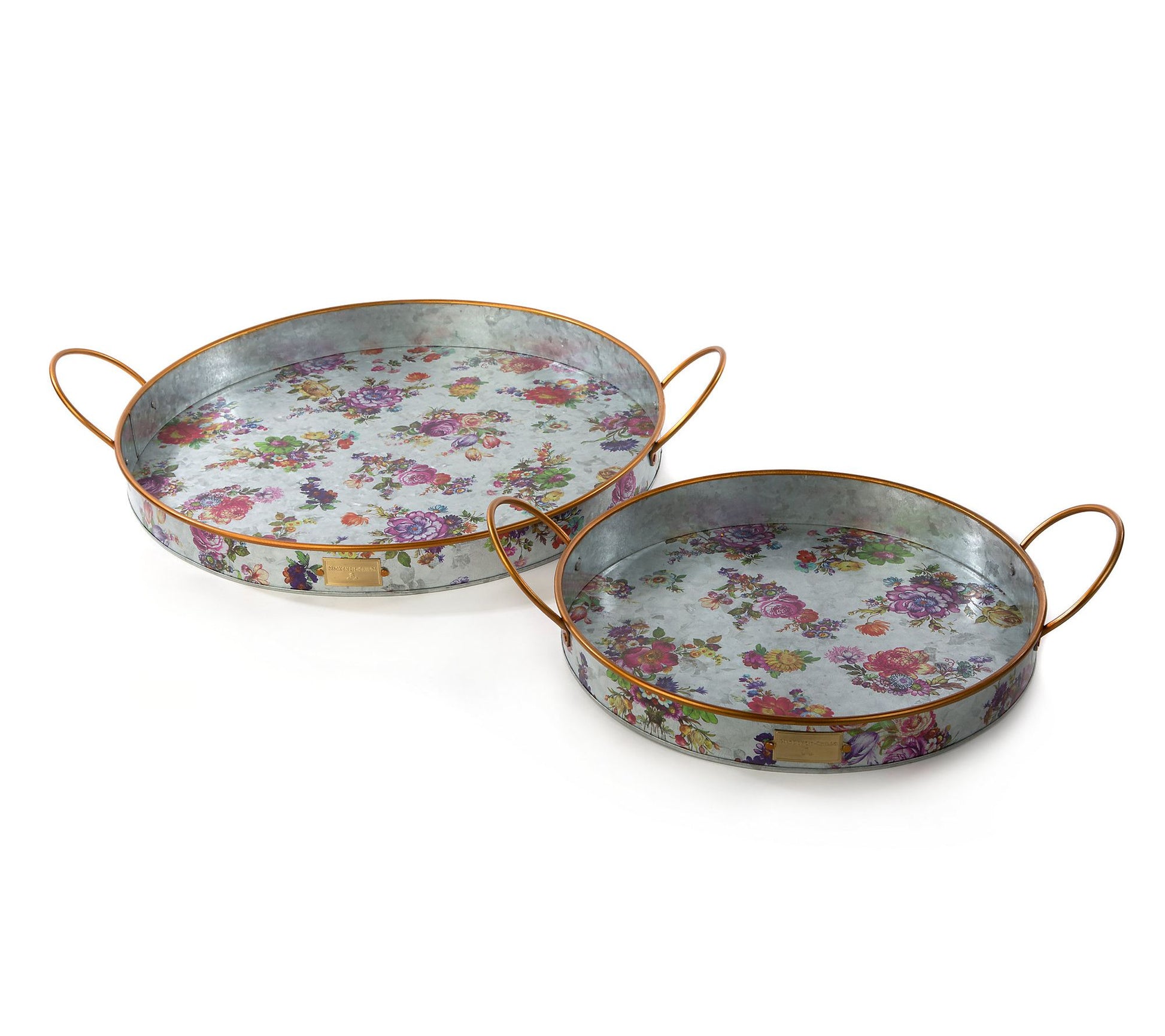 Mackenzie- Childs Set of 2 Galvanized Flower Trays
