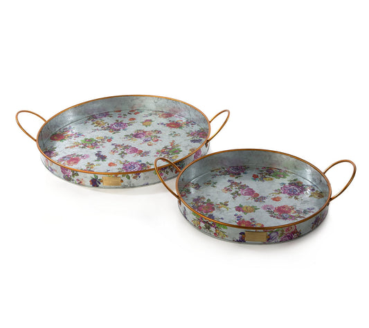 Mackenzie- Childs Set of 2 Galvanized Flower Trays