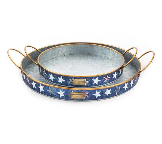 MacKenzie- Childs Set of 2 Royal Star Serving Trays