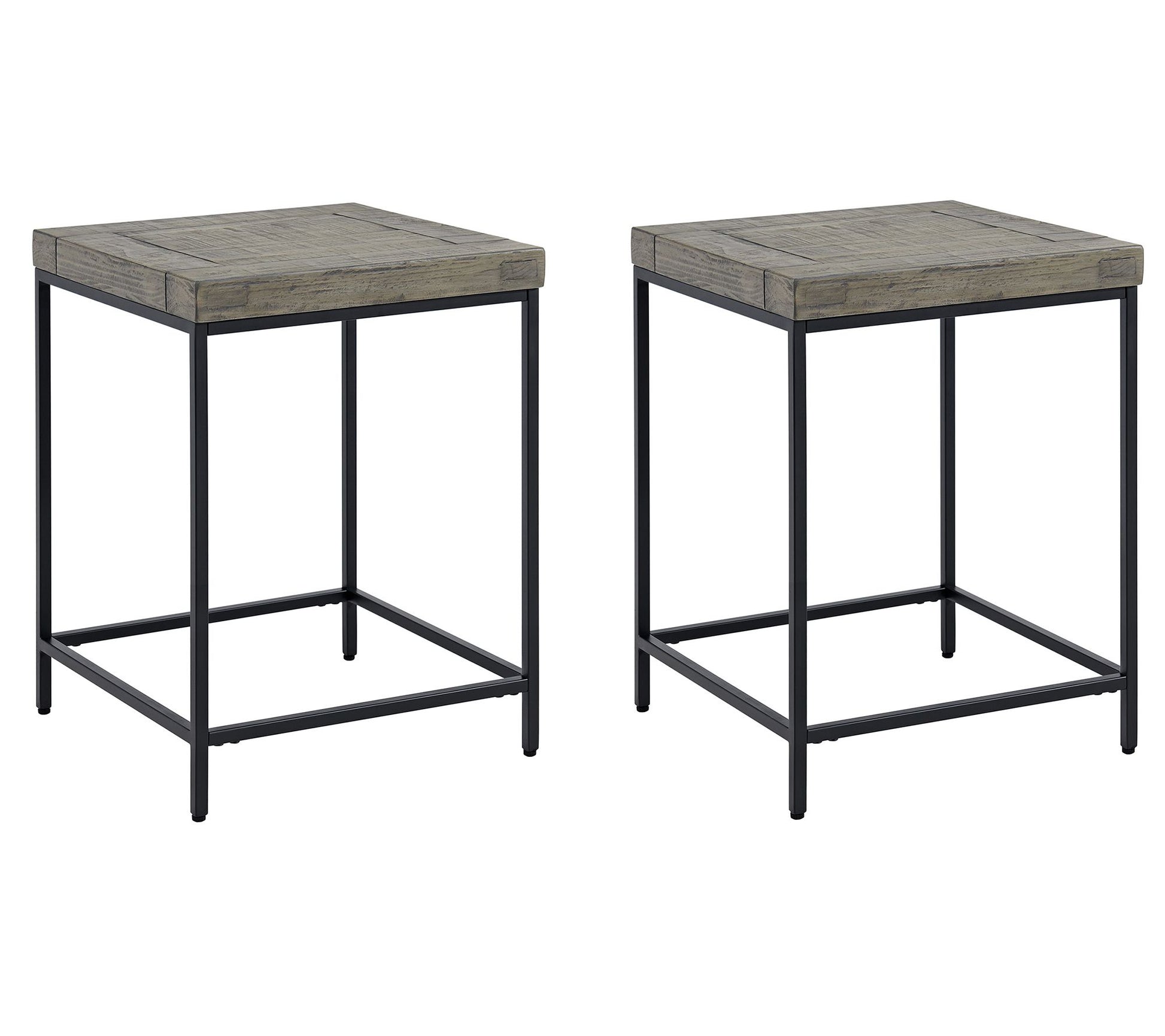 Lavish Home 2 Industrial Modern Side Tables with Wood Tops