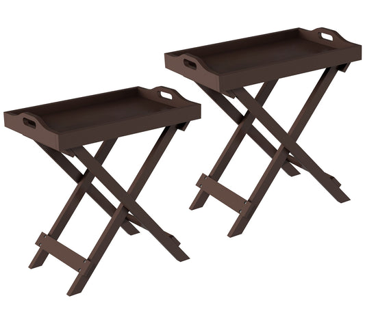 Lavish Home 2 Folding Wood End Tables Contemporry Side Tray