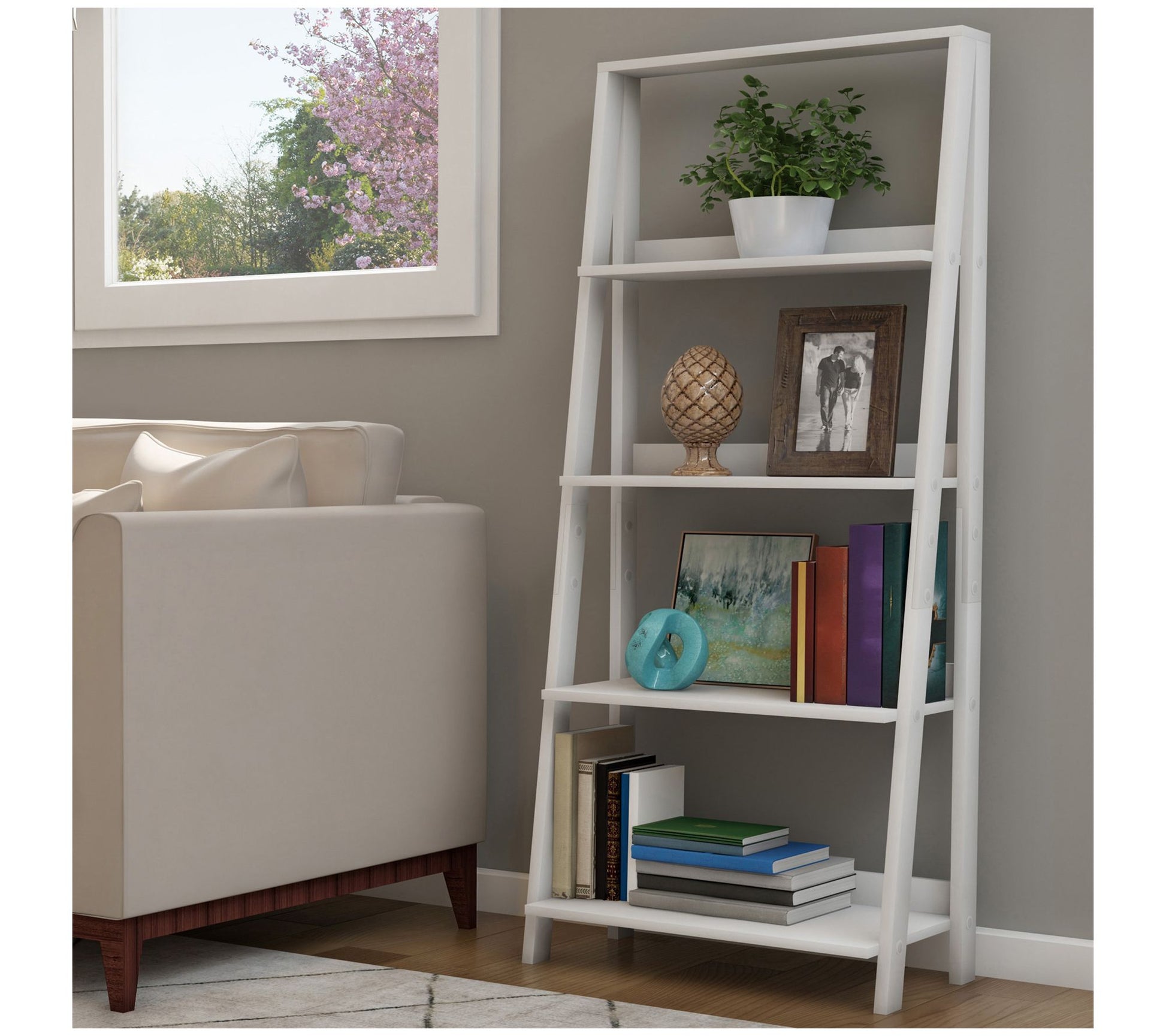 Lavish Home Set of 2 Free Standing 4-Tier Ladder Bookshelf Set