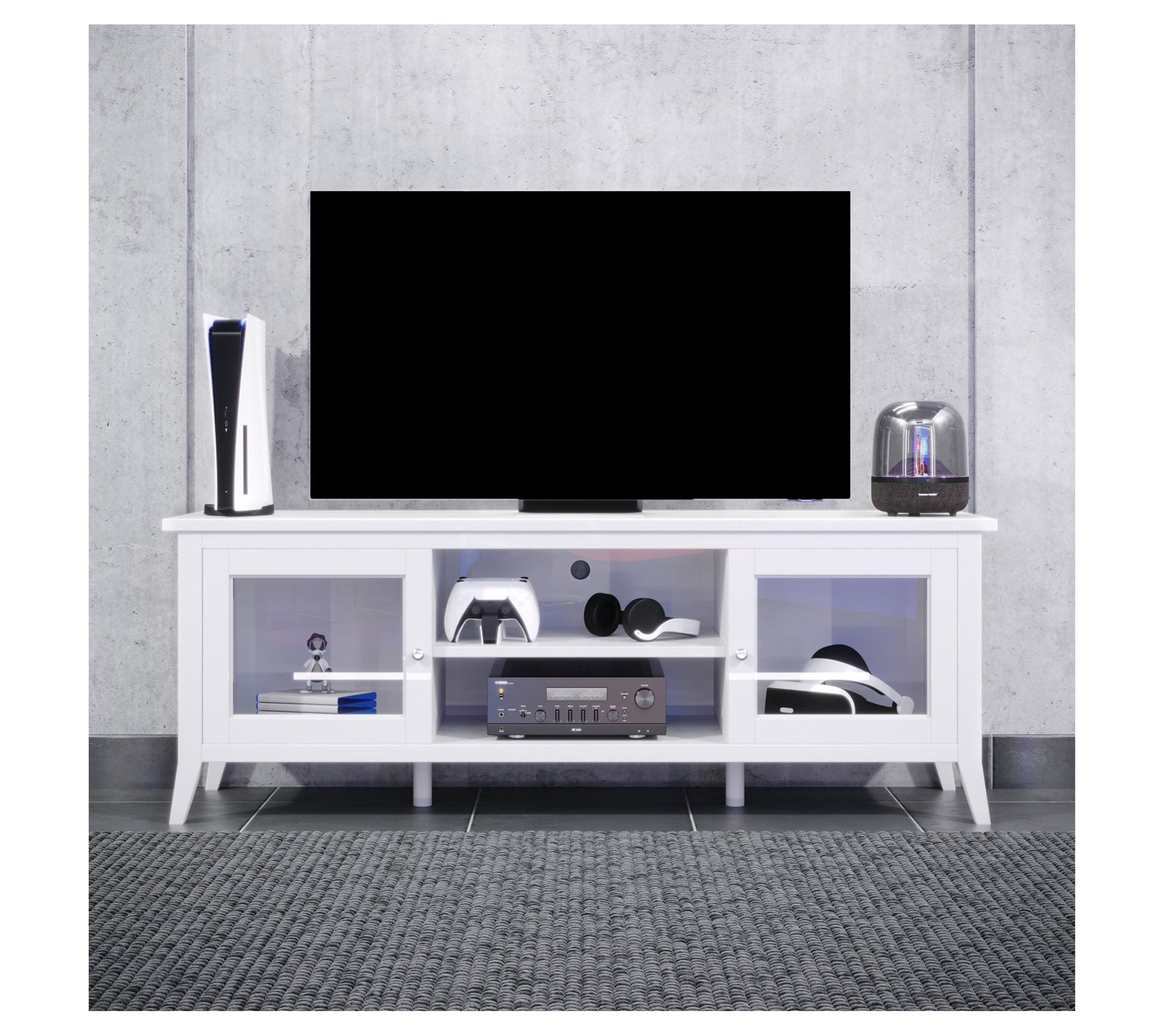 Lavish Home TV Stand 55" Storage Cabinet w/ Cubbies & Shelves