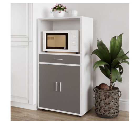 Lavish Home Microwave Stand Drawer Rolling Storage Cabinet