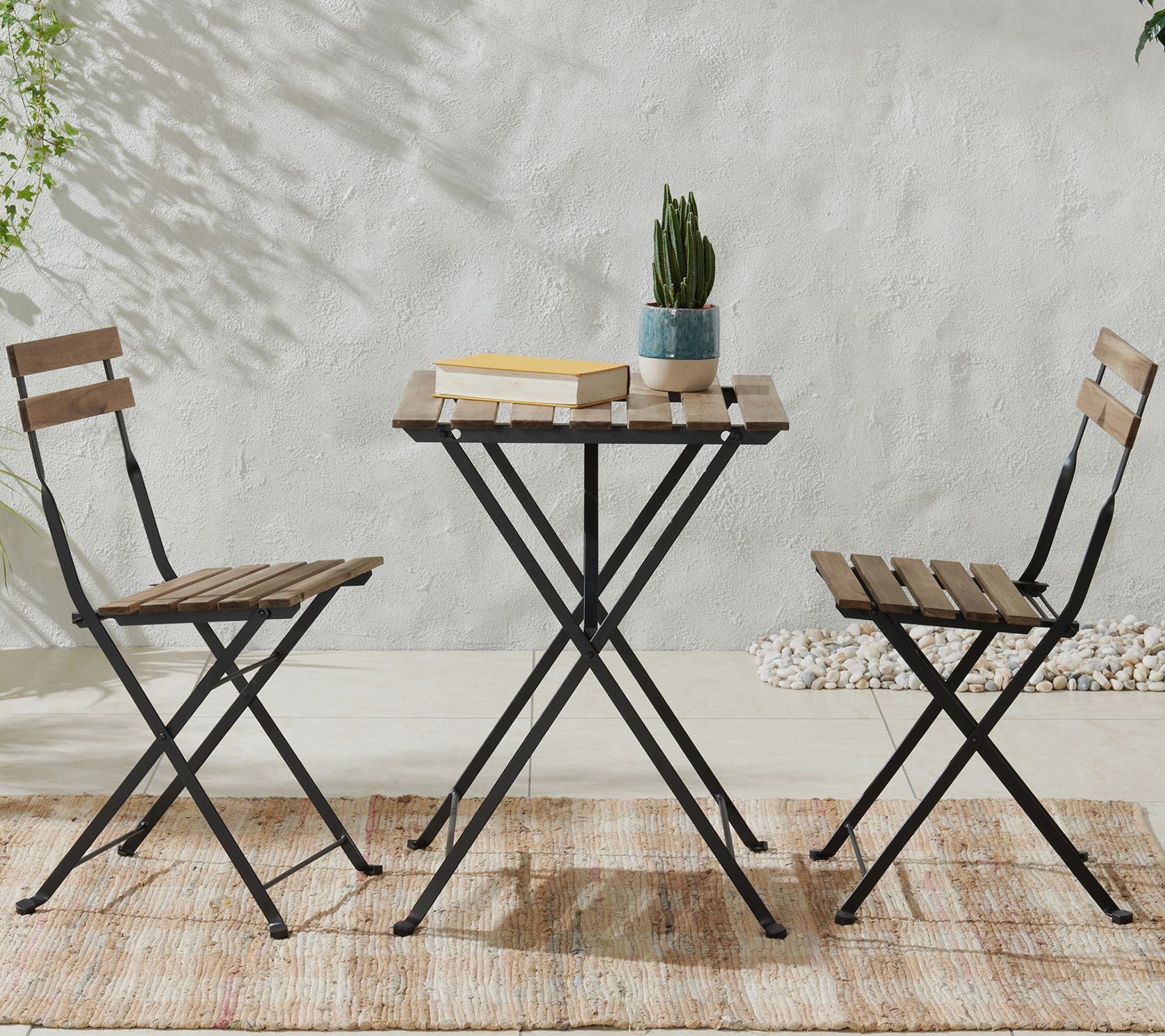 Lavish Home Folding Patio Bistro 3-Piece AcaciaWood Cafe