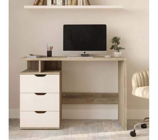 Lavish Home Computer Desk with Attached 3-Drawer Cabinet