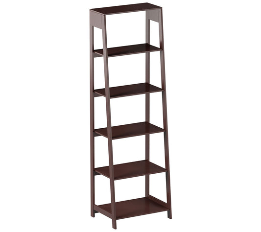 Lavish Home 5-Tier Ladder Bookcase FreestandingWood Bookshelf