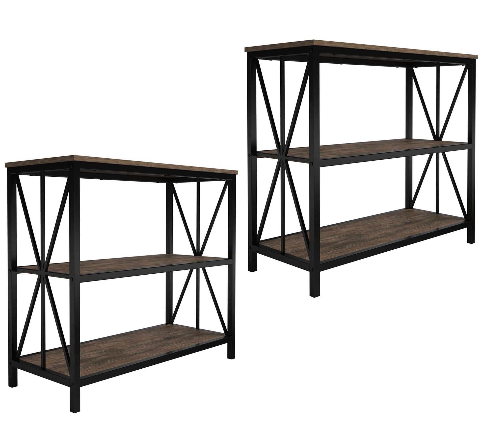 Lavish Home 2 Industrial Style Wooden 3-Tier Bookshelf Set