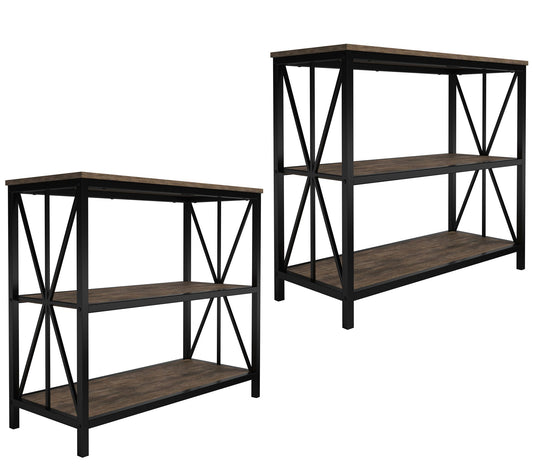 Lavish Home 2 Industrial Style Wooden 3-Tier Bookshelf Set