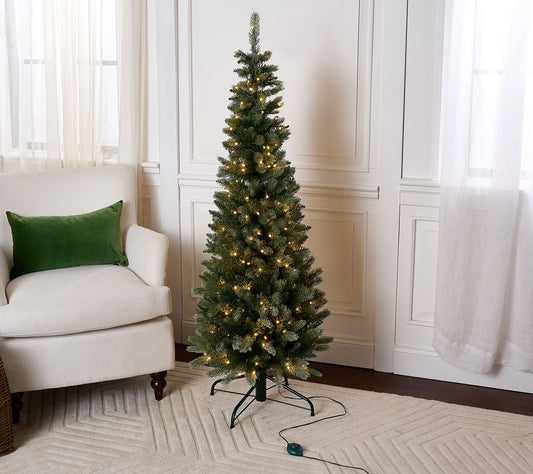5' Twinkling Pencil Tree w/Glistening Branches by Valerie