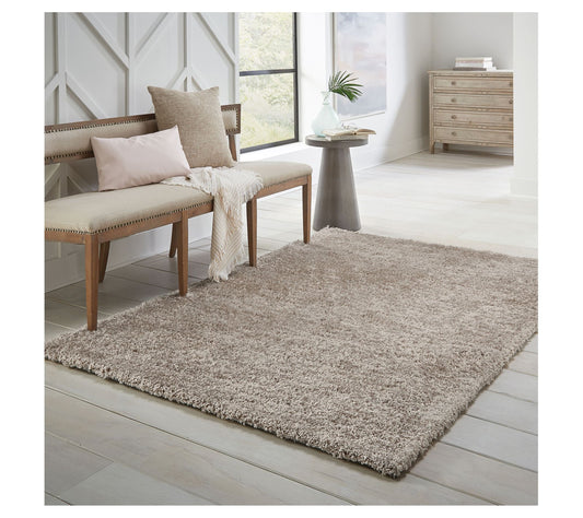 Linden Place Beige Gray Tonal Abstract Shag 5'x 7' Rug