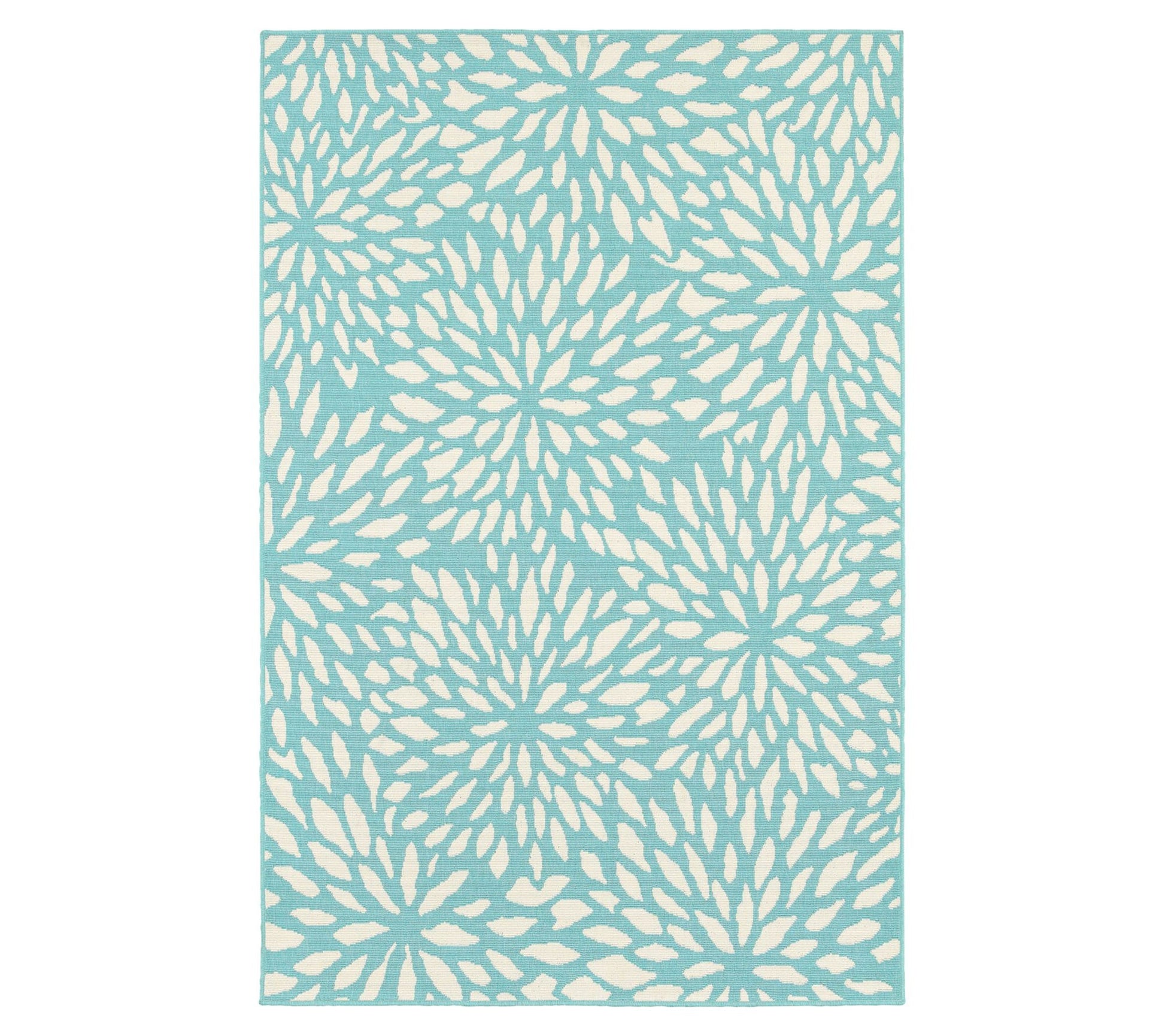 Veranda Living In/Out Aruba Blue Botanical 7'10"x10'10" Rug