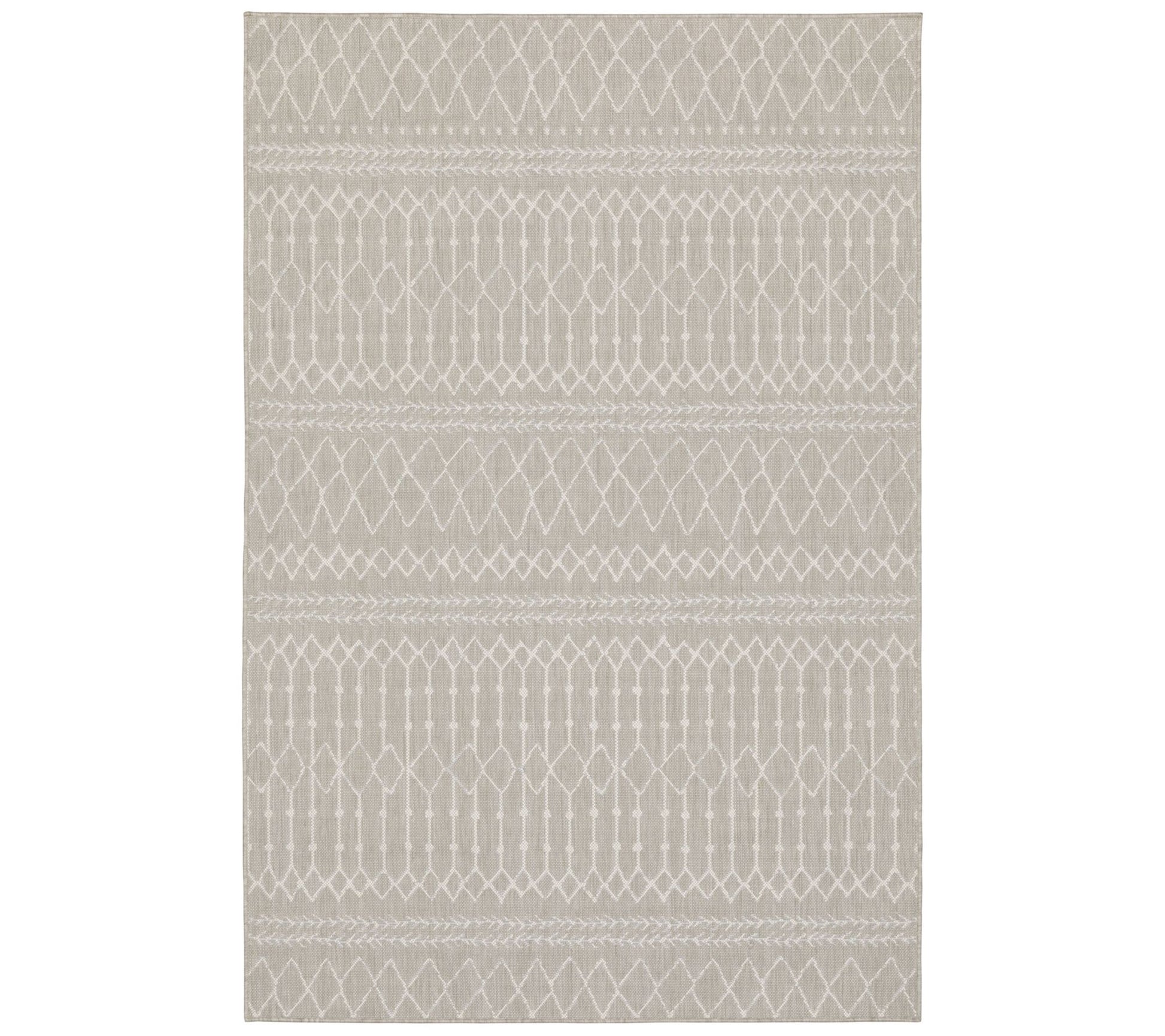 Veranda Living I/O Gray Geometric Tribal Stripe  7'10"x10' Rug