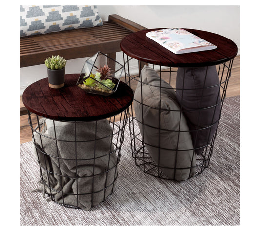 Lavish Home 2 Nesting Tables with Storage RoundTables