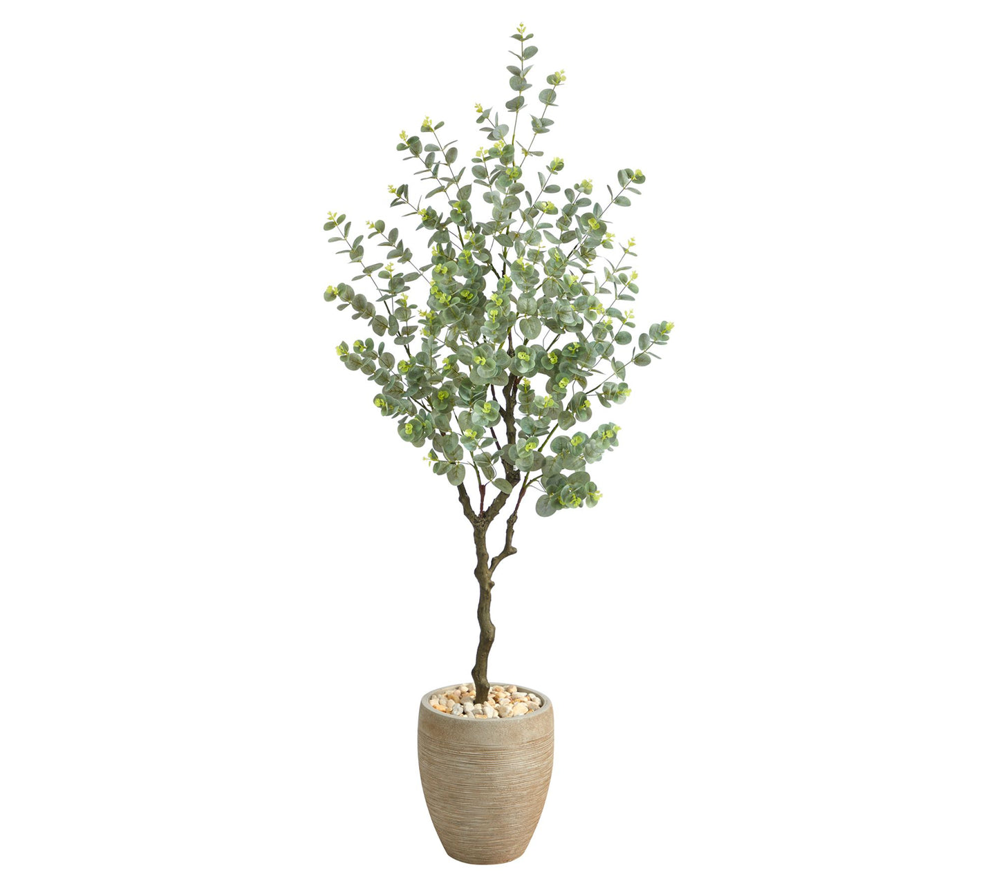 Nearly Natural 5' Eucalyptus Faux Tree in Sandstone Planter