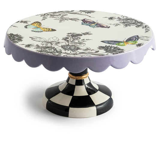 MacKenzie-Childs Butterfly Toile Small Pedes- t l Platter