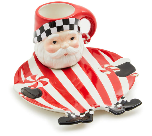 MacKenzie- Childs Peppermint Mug and Cookie Plate Set