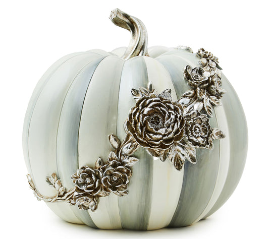 Mackenzie- Childs Medium Sterling Stripe Pumpkin with Garland