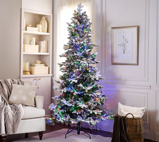 7' Twinkling Snow Kissed Spruce Tree by Valerie