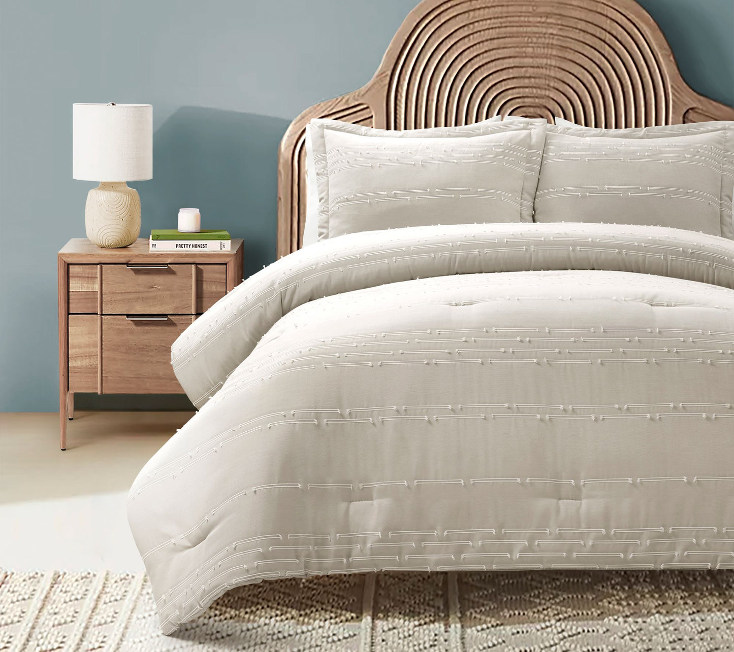 Lush Decor Clipped Stripe Jacquard Comforter Set 3pc- F/Q