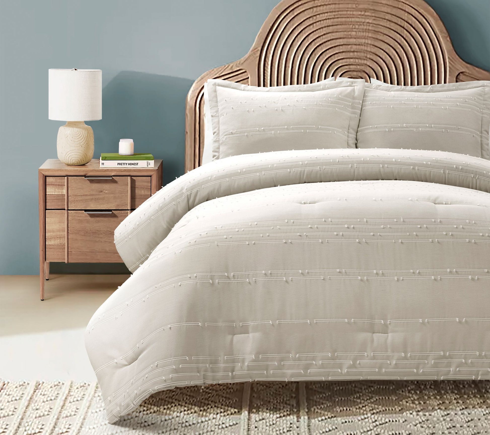 Lush Decor Clipped Stripe Jacquard Comforter Set 3pc- F/Q