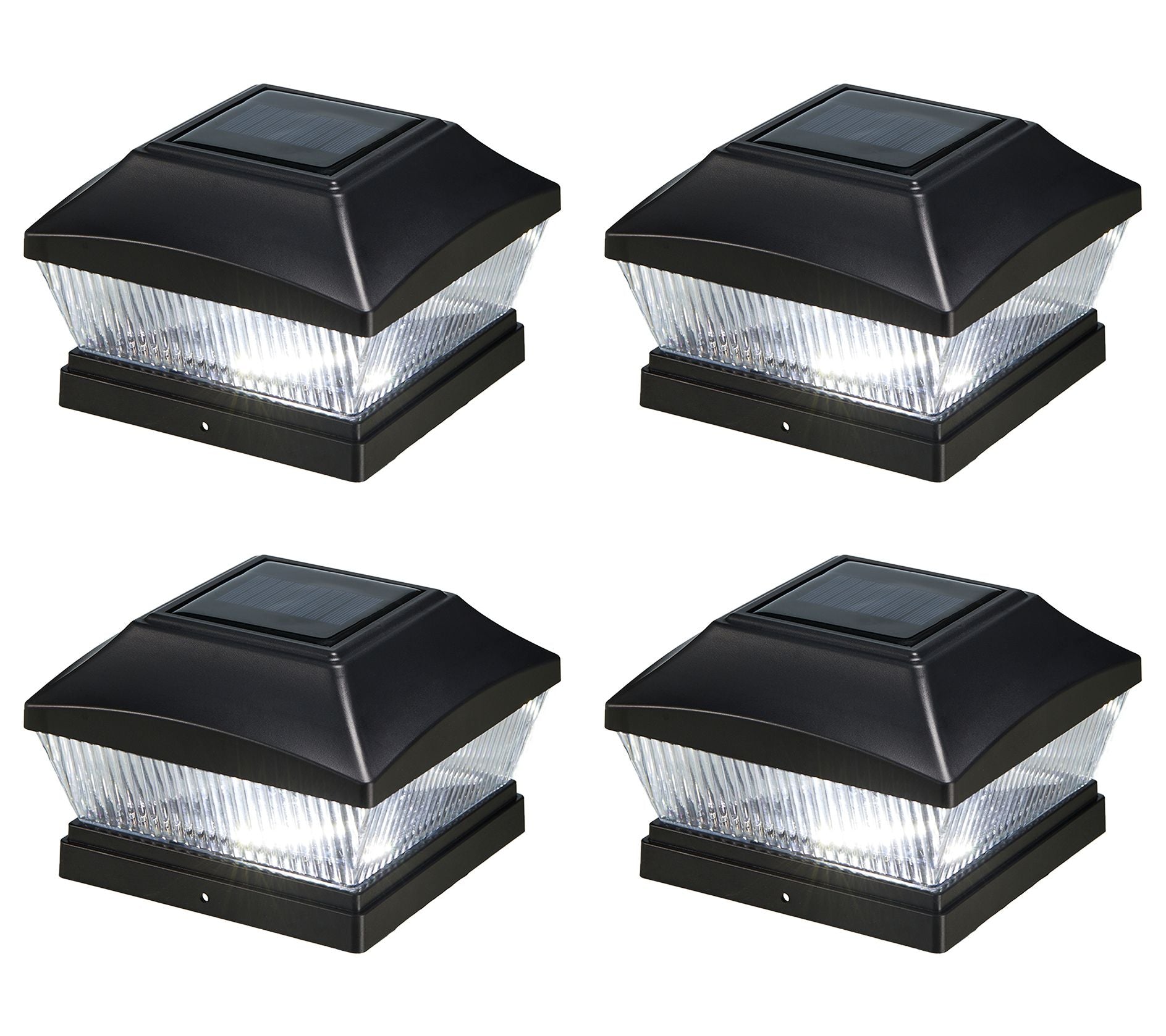 Glitzhome 7" Solar Powered LED Fence Post Cap L ight S/4