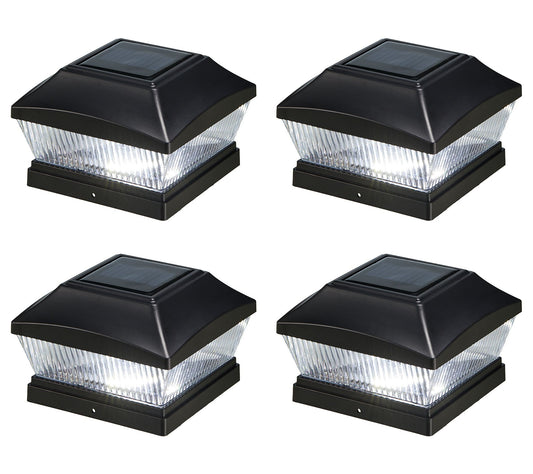 Glitzhome 7" Solar Powered LED Fence Post Cap L ight S/4