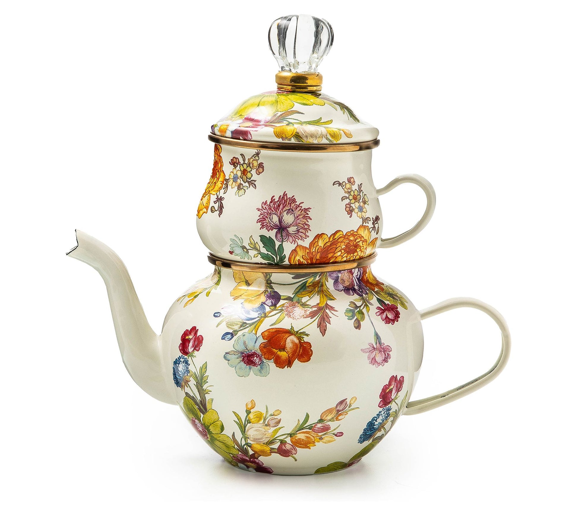 MacKenzie-Childs White Flower Market High Tea T eapot/Cup