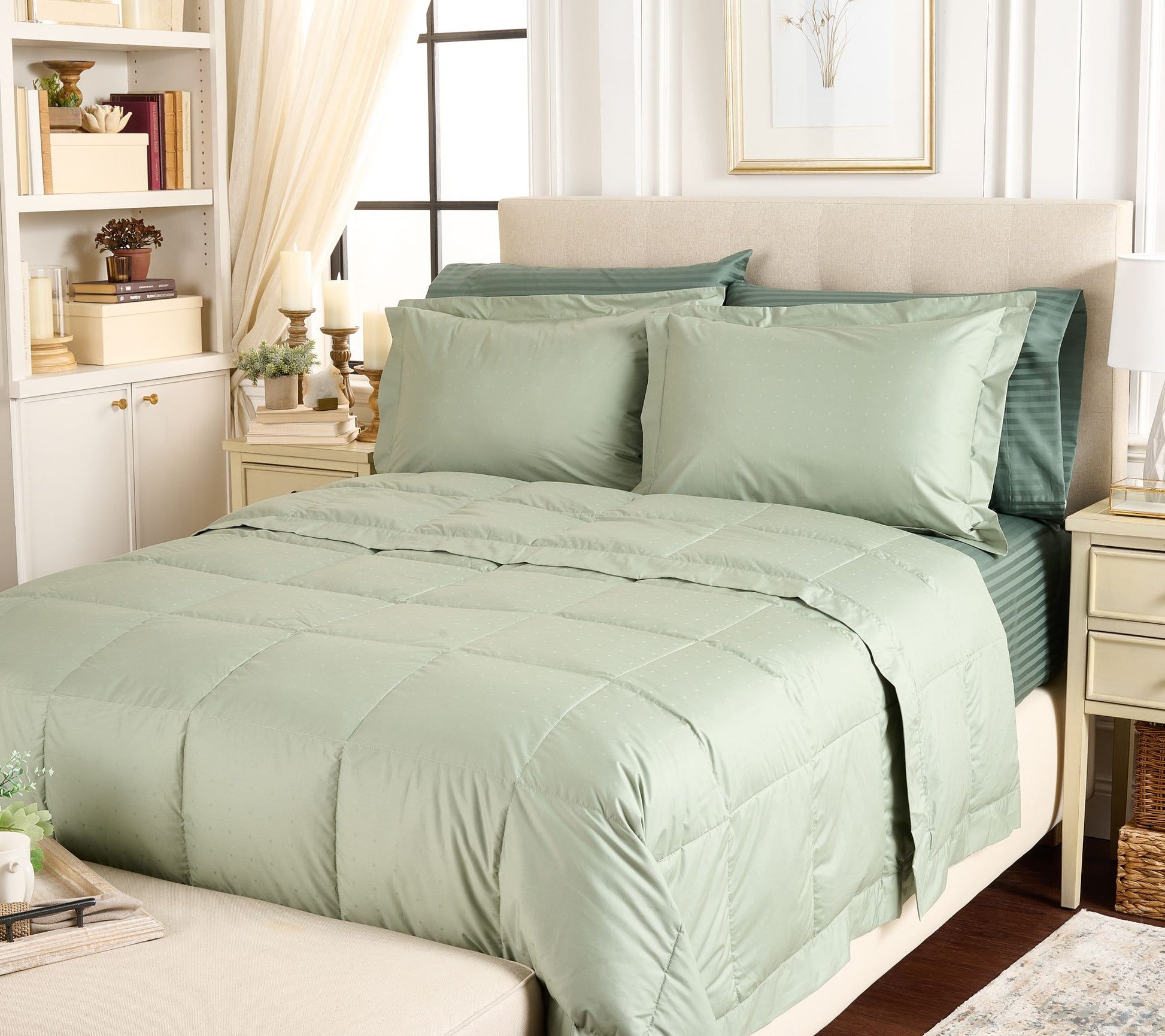 Northern Nights Shadow Dot Cotton 650FP Down Blanket Set - Full