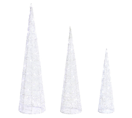 Glitzhome 23" LED Lighted Christmas Cone TreesS/3