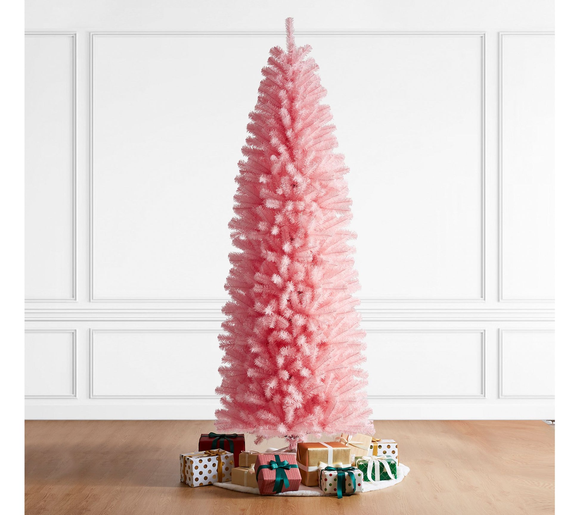 Glitzhome 7.5' Pink Pencil Tinsel Artificial Christmas Tree